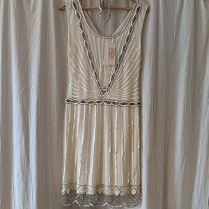 Cream vintage inspired flapper dress with headband